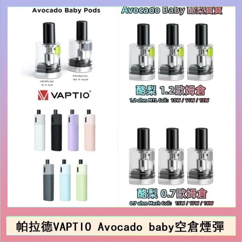 酷梨寶寶空倉 帕拉德VAPTIO Avocado Baby酷梨寶寶空倉煙彈